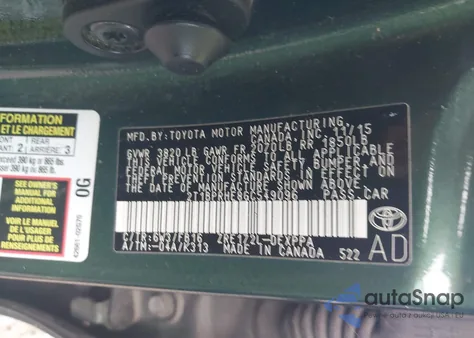 2016 Toyota Corolla Le Plus from USA, damaged, VIN 2T1BPRHE8GC549096